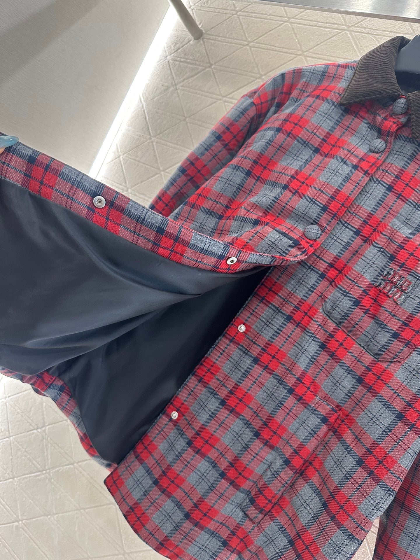 25fw new corduroy plaid cotton jacket