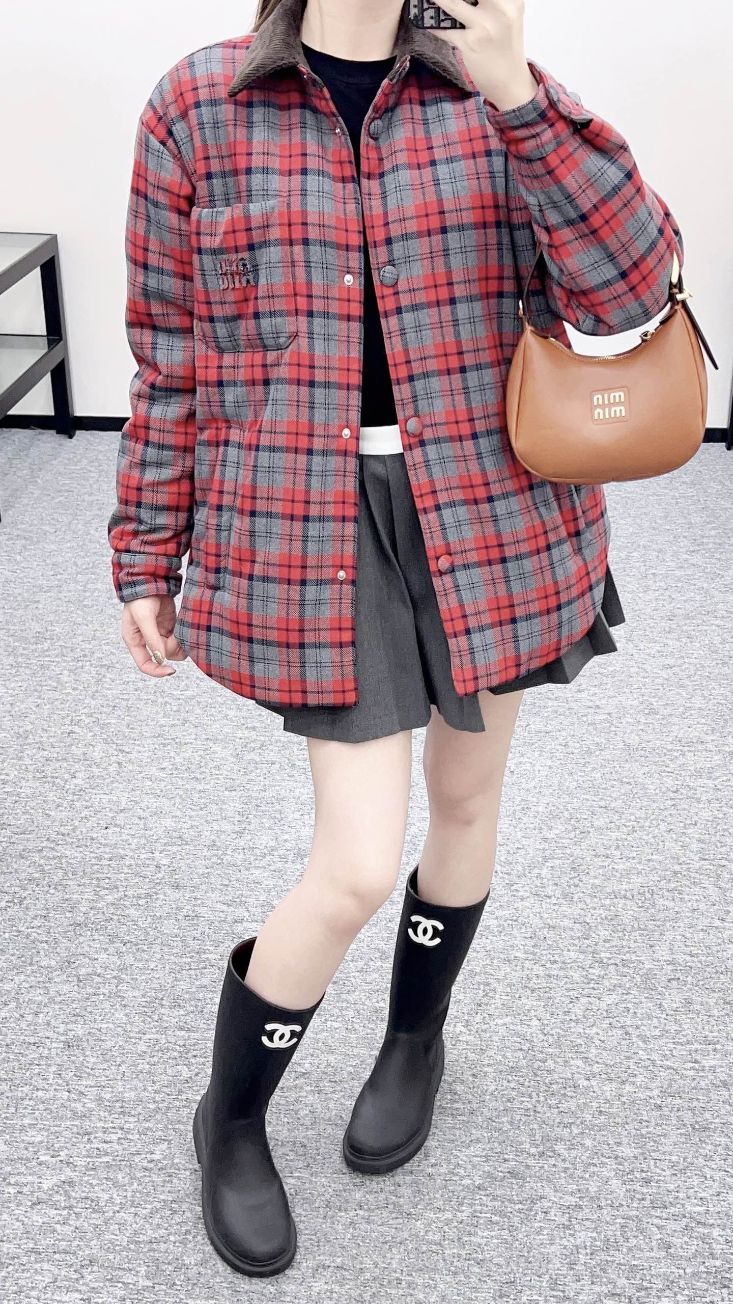 25fw new corduroy plaid cotton jacket