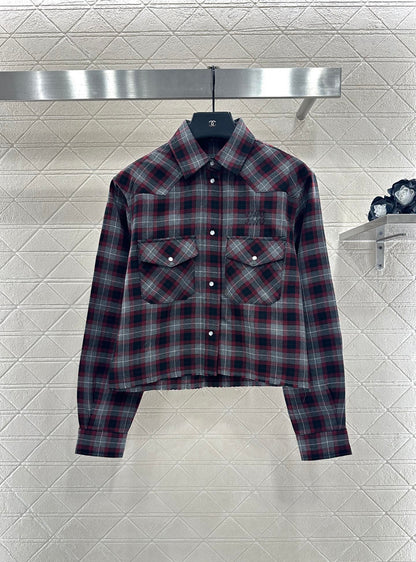 25fw new plaid shirt pleated skirt suit