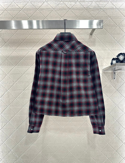 25fw new plaid shirt pleated skirt suit