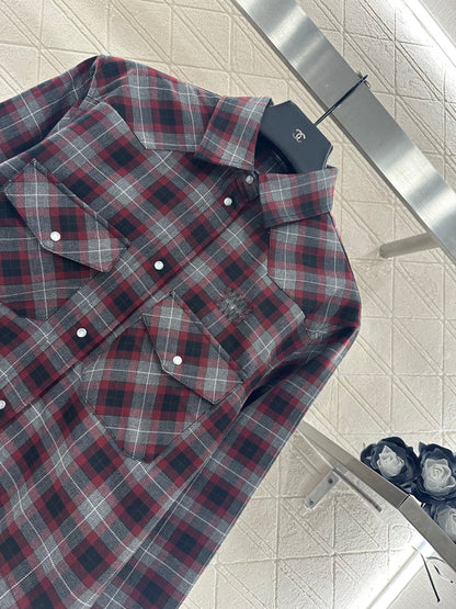 25fw new plaid shirt pleated skirt suit