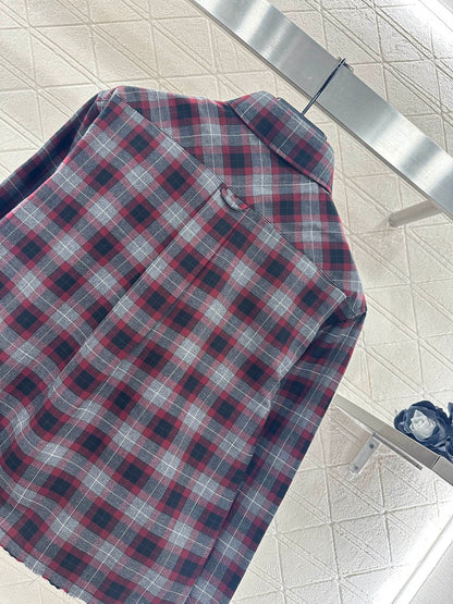 25fw new plaid shirt pleated skirt suit