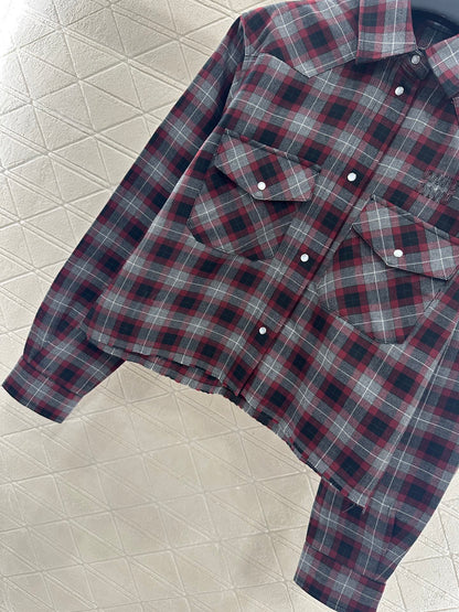 25fw new plaid shirt pleated skirt suit