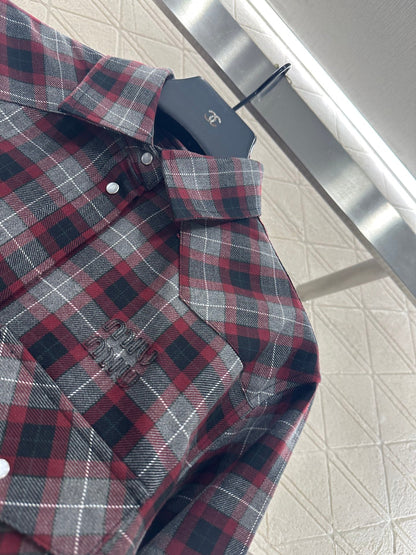 25fw new plaid shirt pleated skirt suit