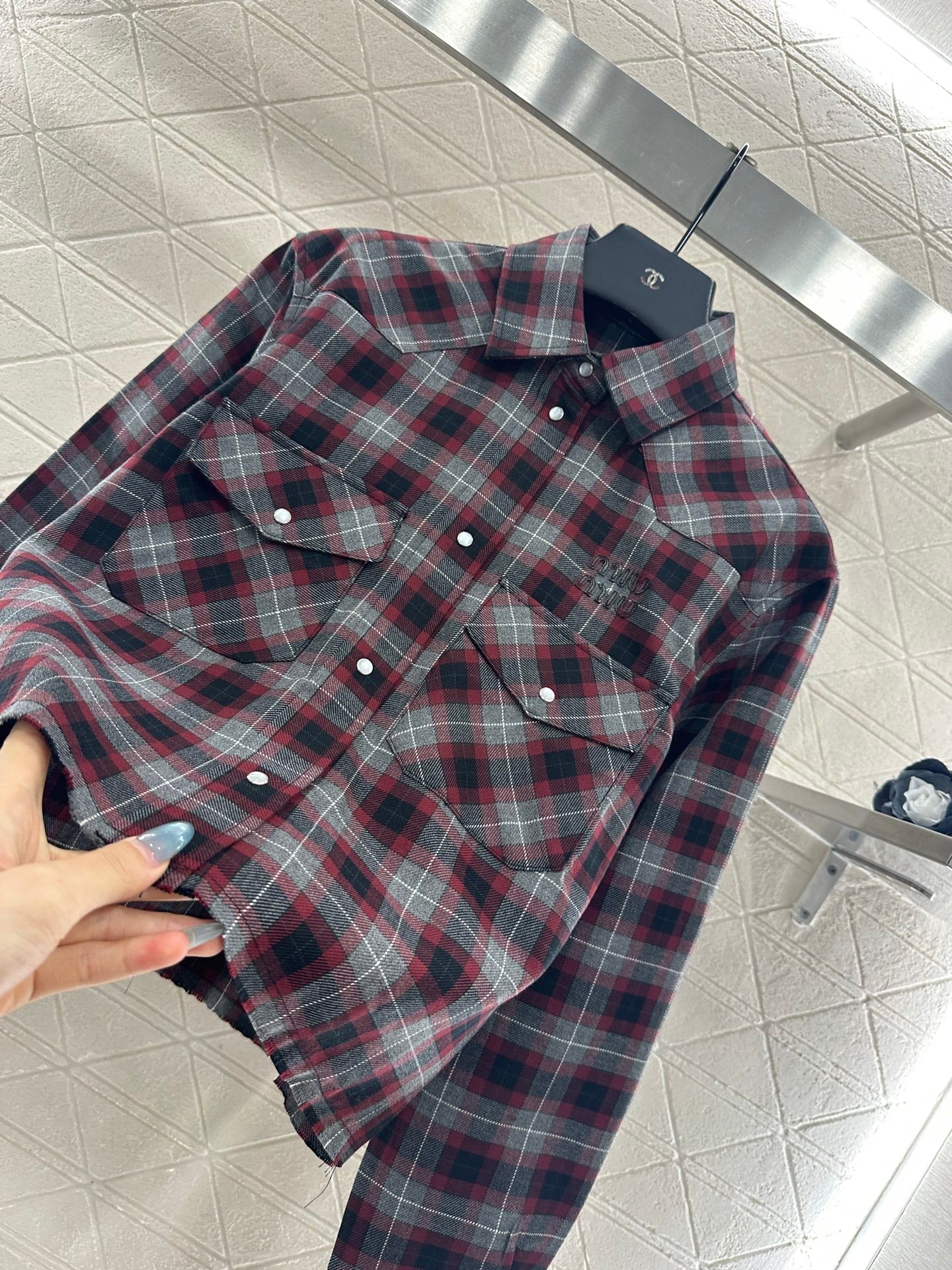 25fw new plaid shirt pleated skirt suit