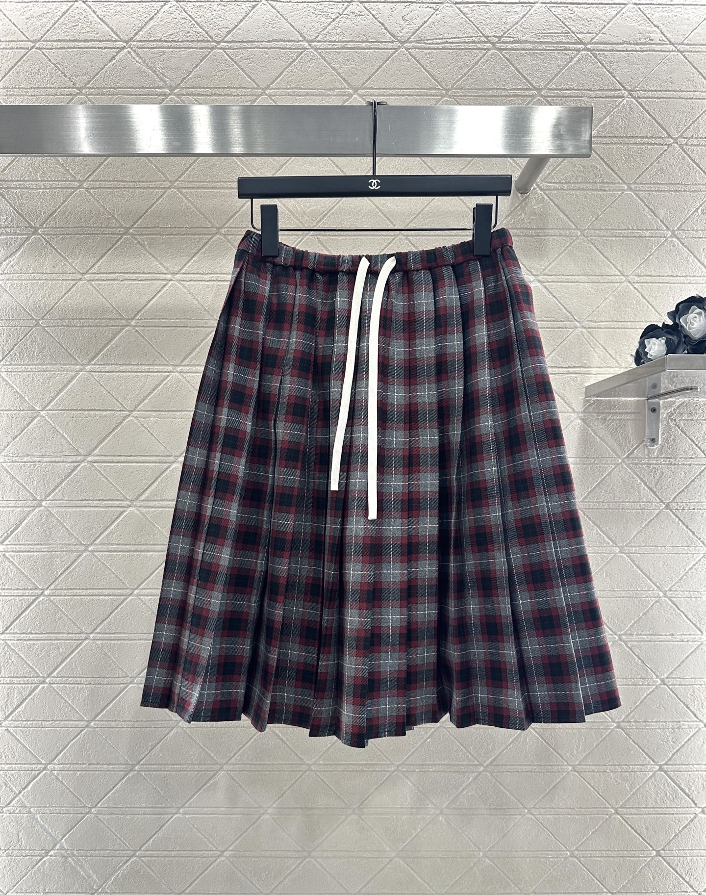 25fw new plaid shirt pleated skirt suit