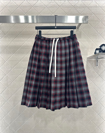 25fw new plaid shirt pleated skirt suit