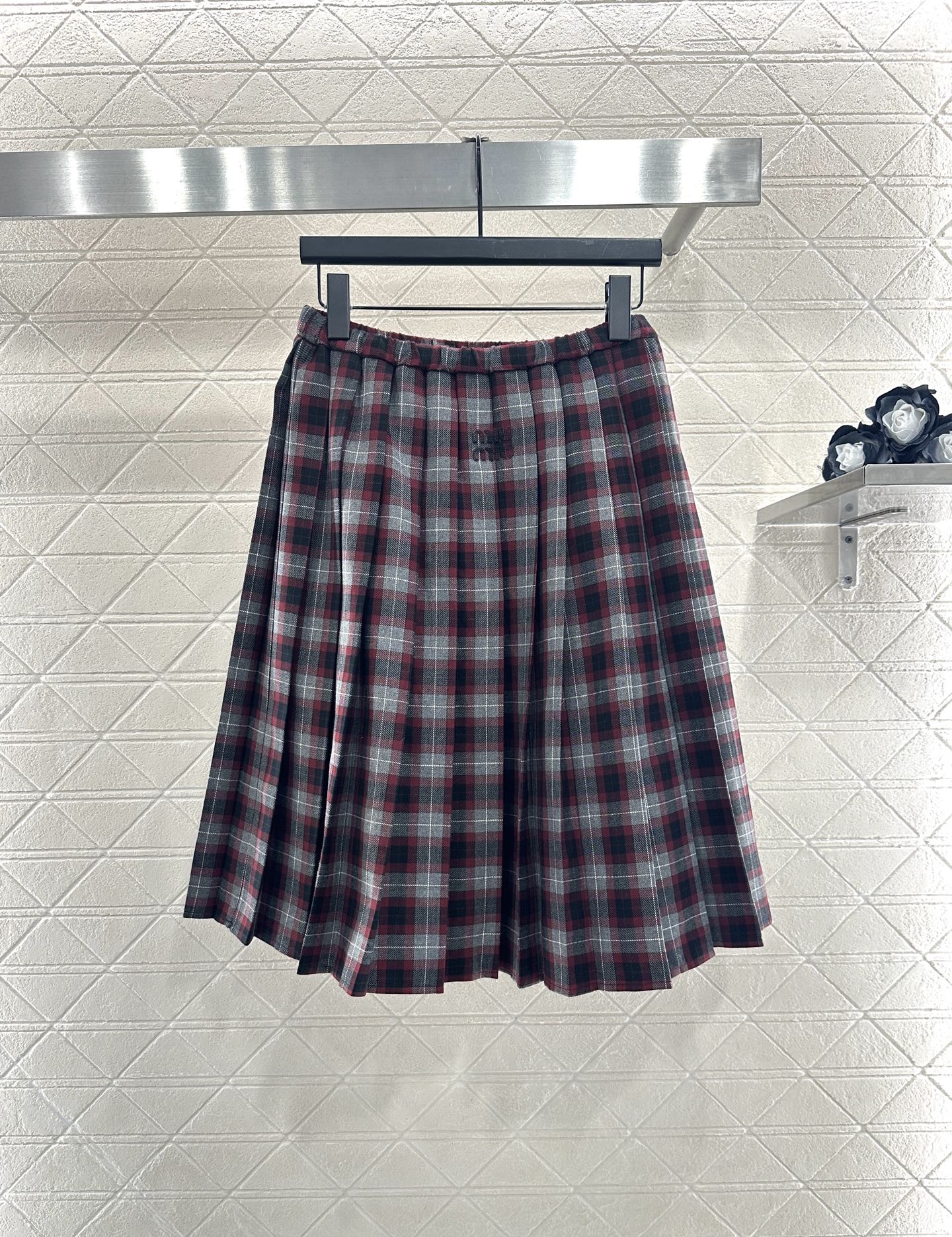 25fw new plaid shirt pleated skirt suit