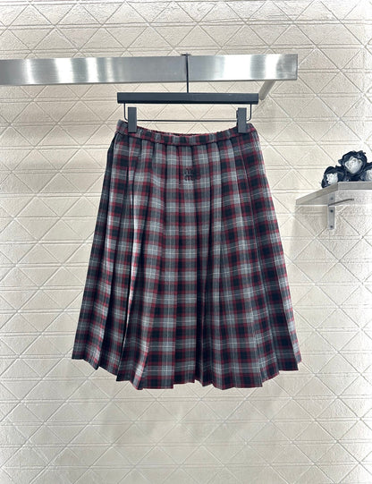 25fw new plaid shirt pleated skirt suit