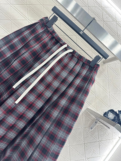 25fw new plaid shirt pleated skirt suit