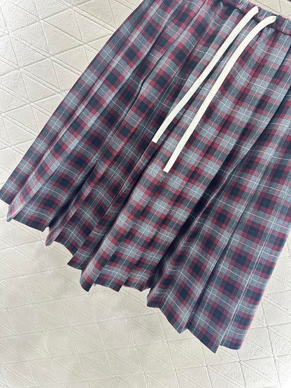 25fw new plaid shirt pleated skirt suit