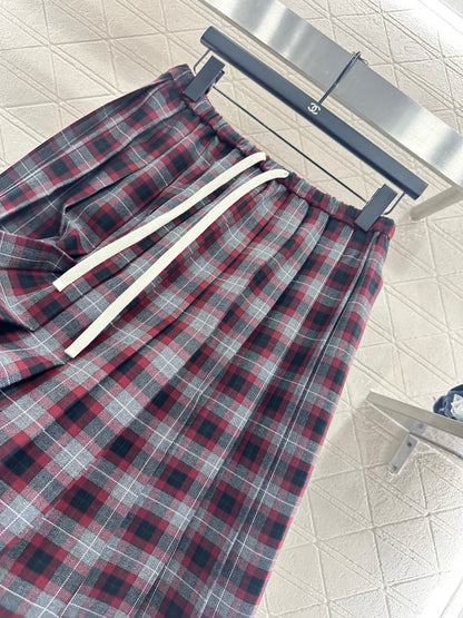 25fw new plaid shirt pleated skirt suit