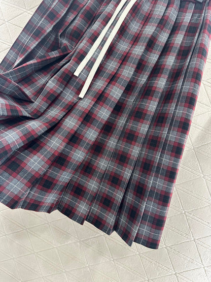 25fw new plaid shirt pleated skirt suit