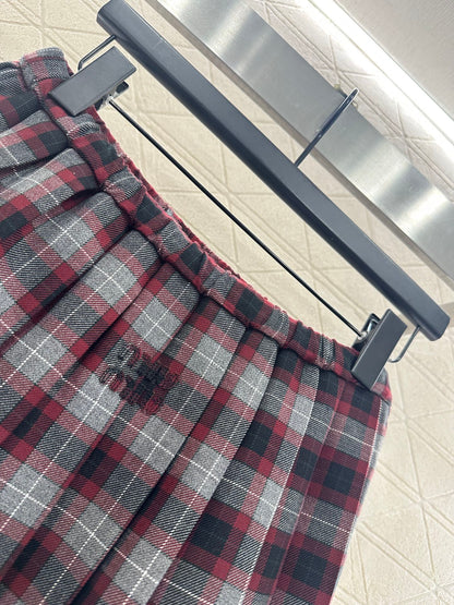 25fw new plaid shirt pleated skirt suit