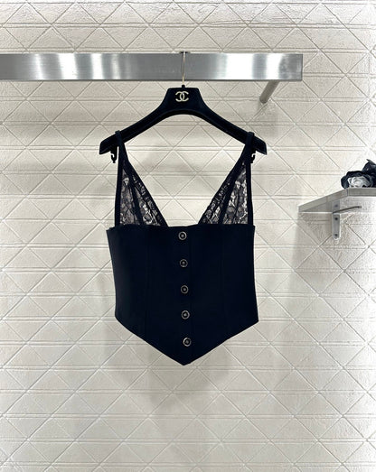 Lace splicing deep V camisole