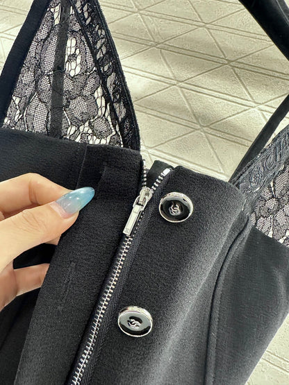 Lace splicing deep V camisole