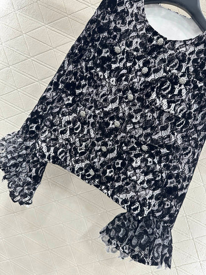 Lace Flared Lace Jacket + Pants Set