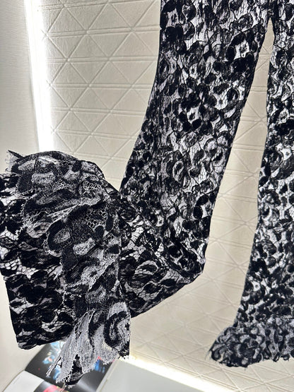 Lace Flared Lace Jacket + Pants Set