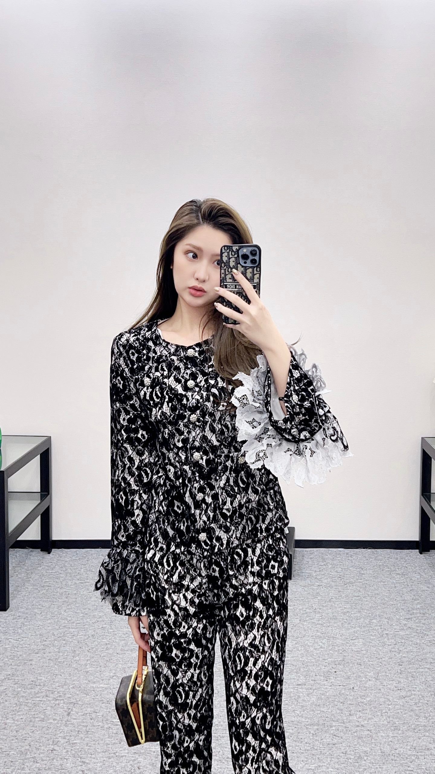 Lace Flared Lace Jacket + Pants Set