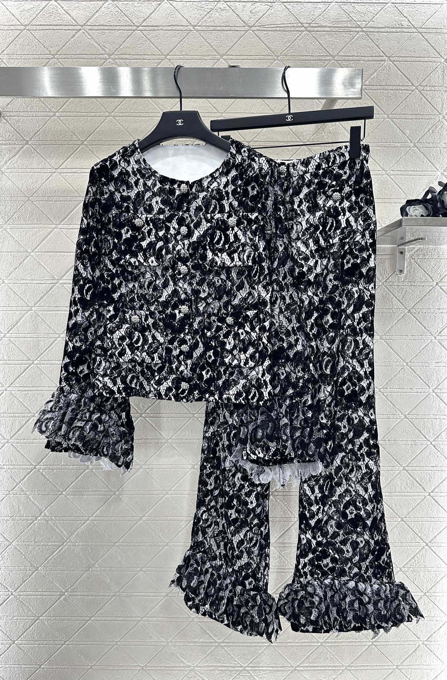 Lace Flared Lace Jacket + Pants Set