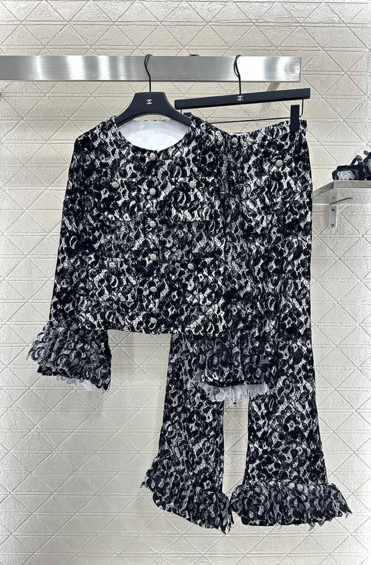 Lace Flared Lace Jacket + Pants Set