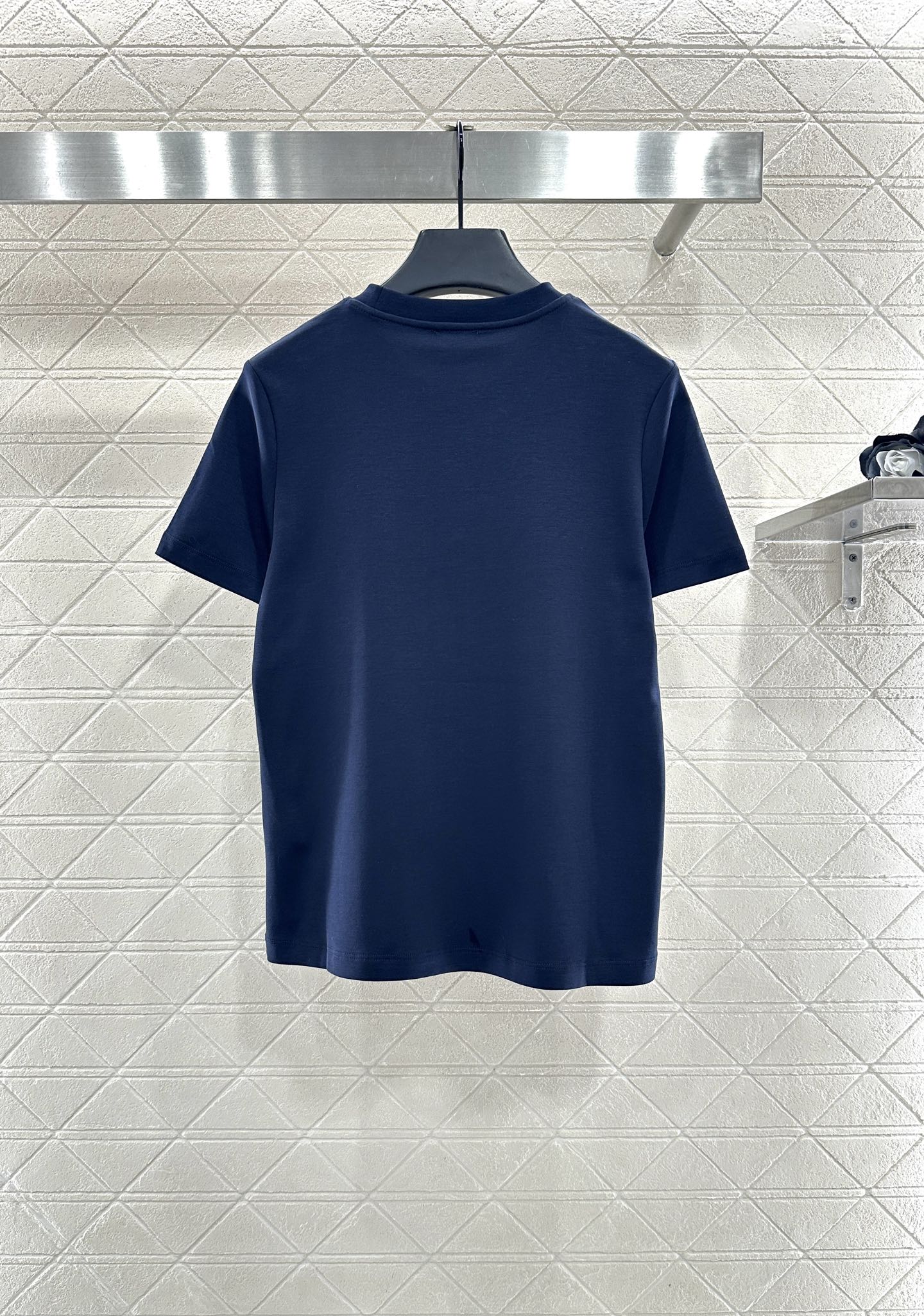 Round neck beaded lettering cotton short sleeves