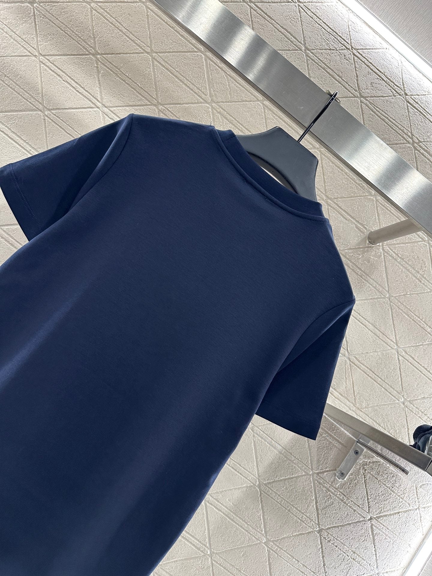 Round neck beaded lettering cotton short sleeves