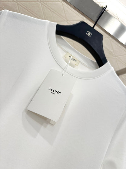 Round neck beaded lettering cotton short sleeves