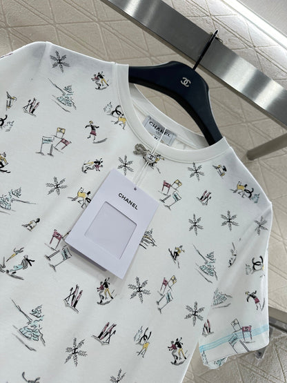 Round Neck Printed Short Sleeve Skiing 🎿 Series