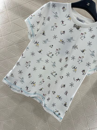 Round Neck Printed Short Sleeve Skiing 🎿 Series