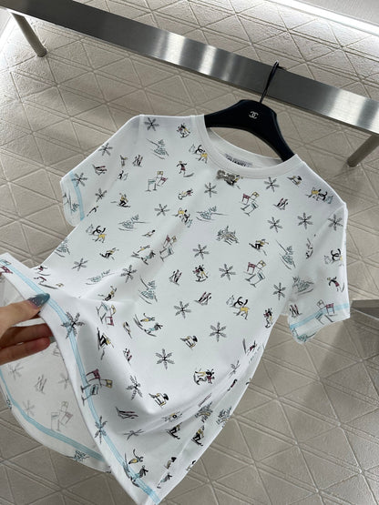 Round Neck Printed Short Sleeve Skiing 🎿 Series