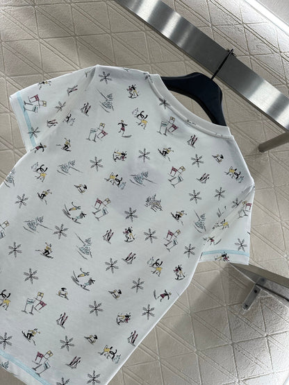 Round Neck Printed Short Sleeve Skiing 🎿 Series