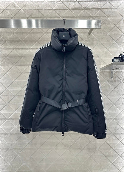 Lapel belt down jacket