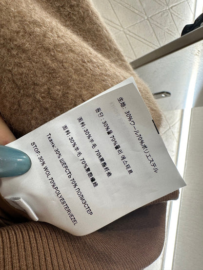 Hooded drawstring lambhair zipper jacket