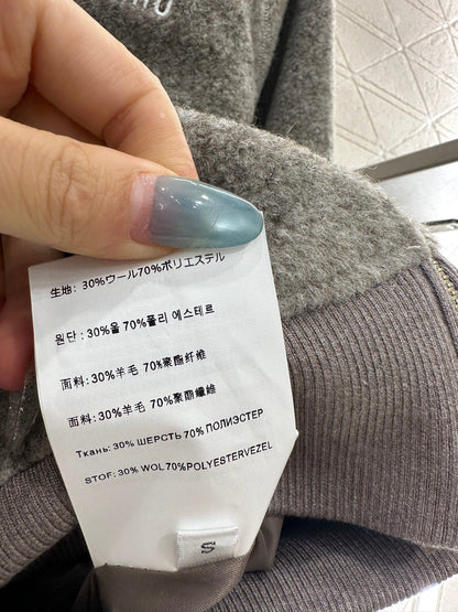 Hooded drawstring lambhair zipper jacket