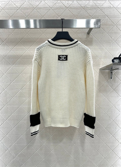 Crochet Knitted Wool Sweater Skiing Series