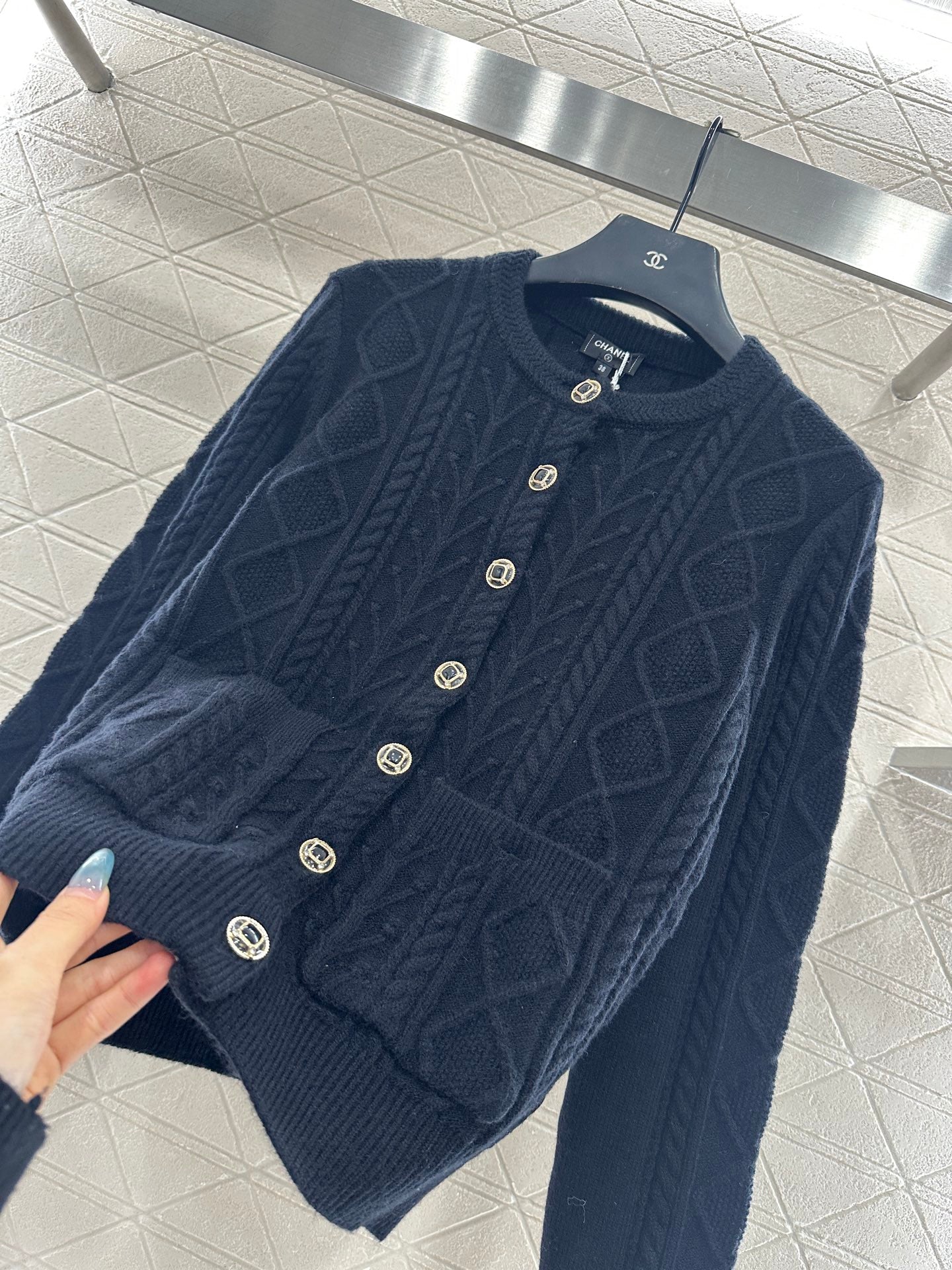 Crochet round neck knitted cardigan skiing series