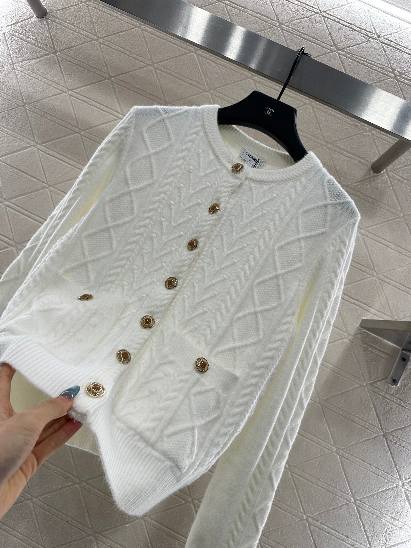 Crochet round neck knitted cardigan skiing series