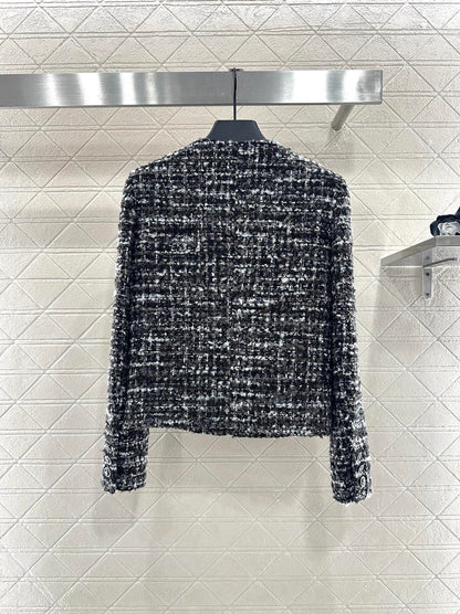 Woolen sequined camellia jacket