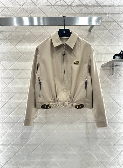 Zipper leather buckle jacket, jacket, pants set