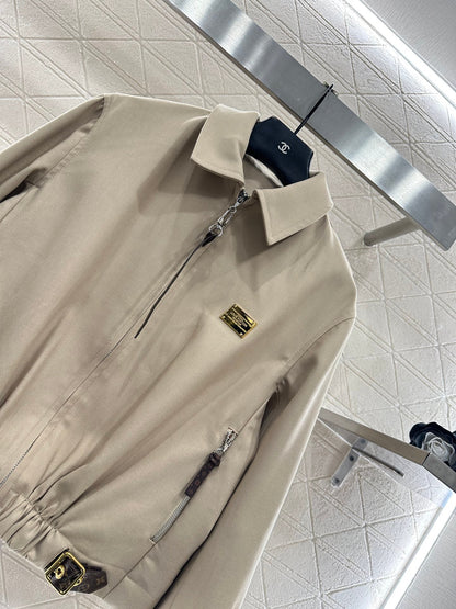 Zipper leather buckle jacket, jacket, pants set