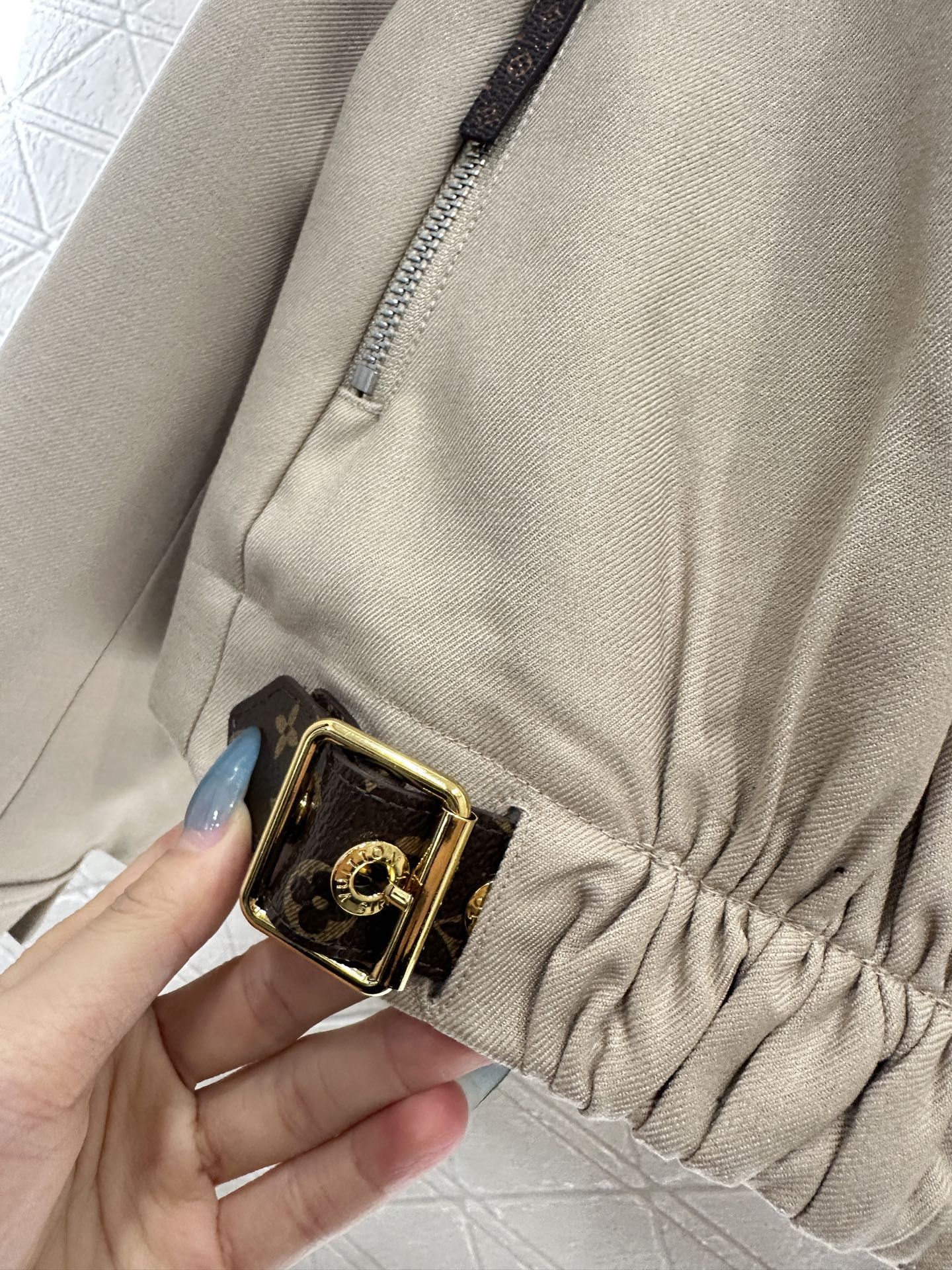 Zipper leather buckle jacket, jacket, pants set