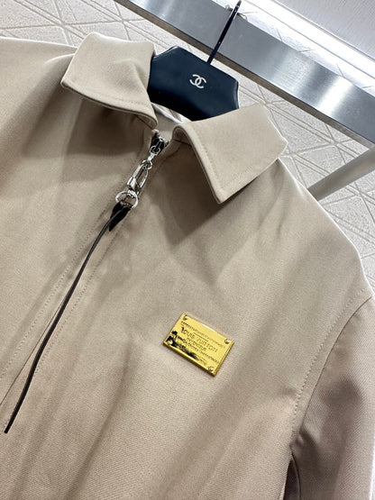 Zipper leather buckle jacket, jacket, pants set