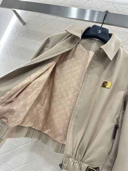 Zipper leather buckle jacket, jacket, pants set