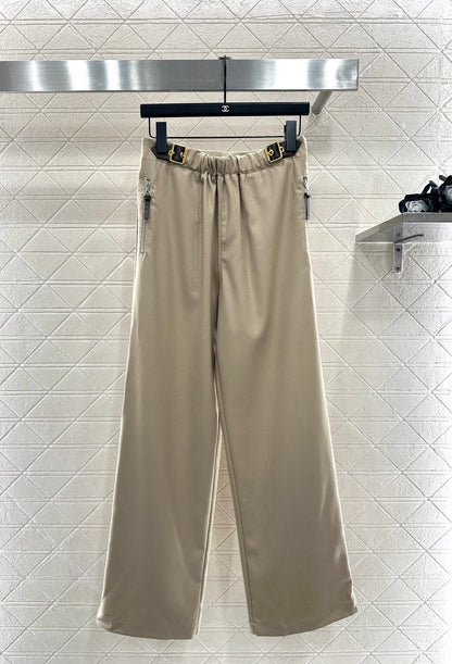 Zipper leather buckle jacket, jacket, pants set