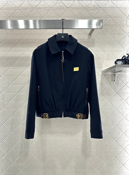 Zipper leather buckle jacket, jacket, pants set