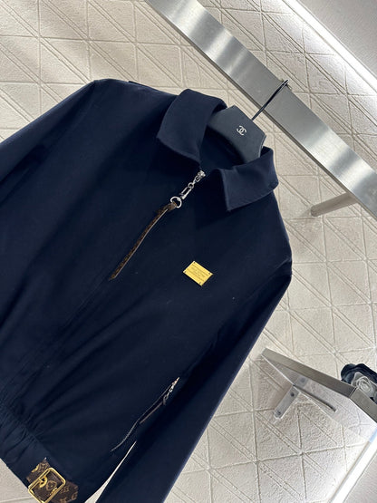 Zipper leather buckle jacket, jacket, pants set