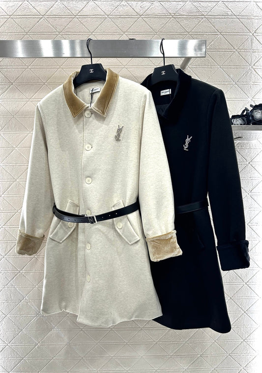 Collar waistband mid length jacket