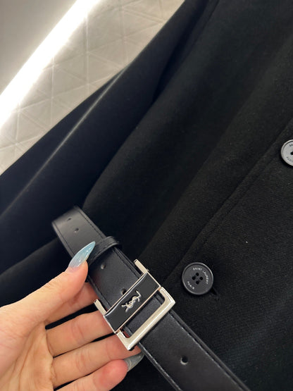 Collar waistband mid length jacket