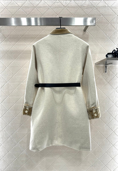 Collar waistband mid length jacket